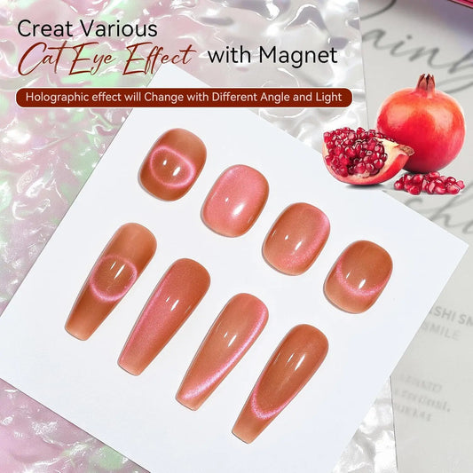 Makartt Cat Eye Gel Nail Polish, 10ml Glitter Holographic Nail Polish with Magnet, Reflective Translucent UV Gel Manicure