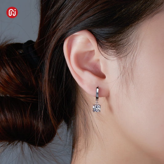 GIGAJEWE Moissanite White D VVS1 Total 2ct 925 Silver Drop Earring 18K Gold Plated Diamond Test Passed Jewelry Woman Girl Gift