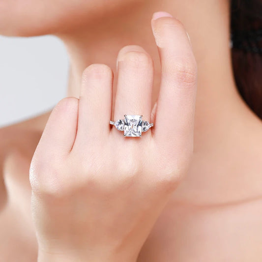 Ailmay Exquisite Luxury Rectangle 3ct AAAAA CZ Ring 925 Sterling Silver Rings For Women Wedding Engagement Fine Female Jewelry