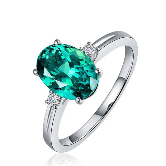 Cellacity classic Sapphire Silver Ring with oval green/pink/blue gemstone adjust size luxury silver jewelry gift for woman