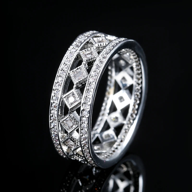Kinel New 585 Rose Gold Unusual Rings For Women Micro Wax Inlay Spherical Natural Zircon Rings Wedding Trend Wedding Jewelry
