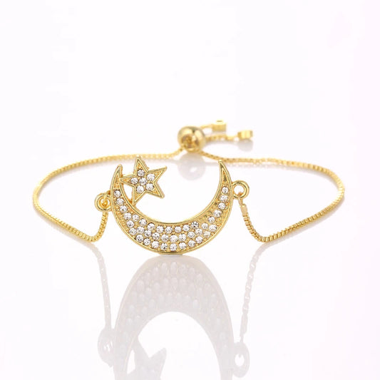 NEW Muslim Bracelets Ramadan Kareem Mubarak Crescent Adjustable Chains Allah Bracelets For Eid al-Fitr Islam Gift Jewelry