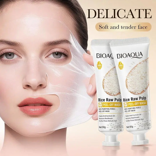 BIOAQUA Rice Raw Pulp Face Peel Off Mask Purifying Pores Clean Whitening Remove Blackheads Peeling Facial Masks Skin Care