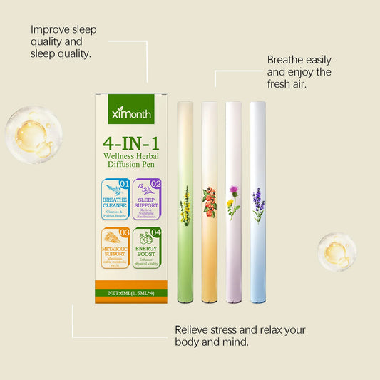 XIMONTH Relieving Body Fatigue Herbal Care Stick Relaxing Senses Enhancing Energy Long-Lasting Refreshing Effect Lung Clean Pen