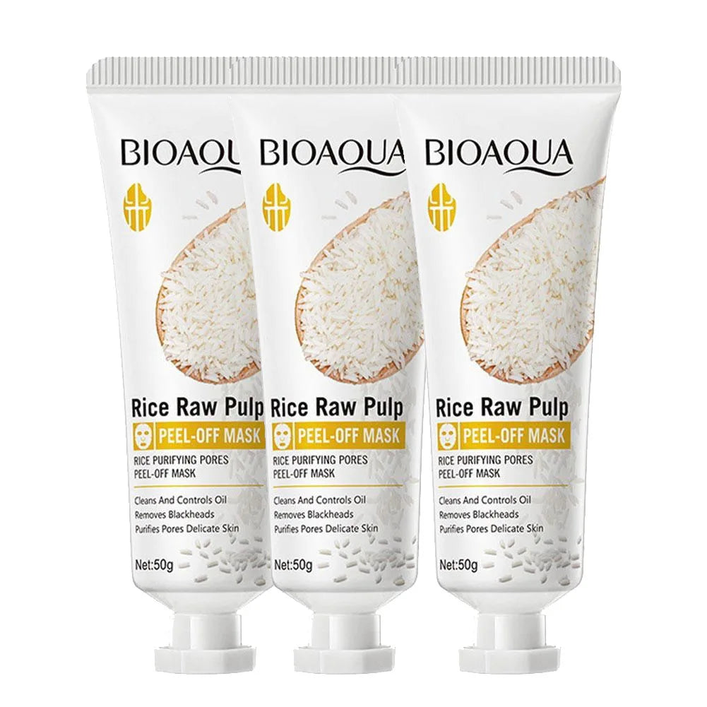 BIOAQUA Rice Raw Pulp Face Peel Off Mask Purifying Pores Clean Whitening Remove Blackheads Peeling Facial Masks Skin Care