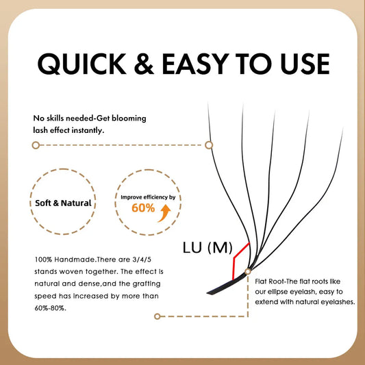 MASSCAKU L/LU(M) Curl YY 3D 4D 5D W Shape Eyelash Extension Hand Woven Soft Light Natural Lashes Premade Volume Fan Eyelashes
