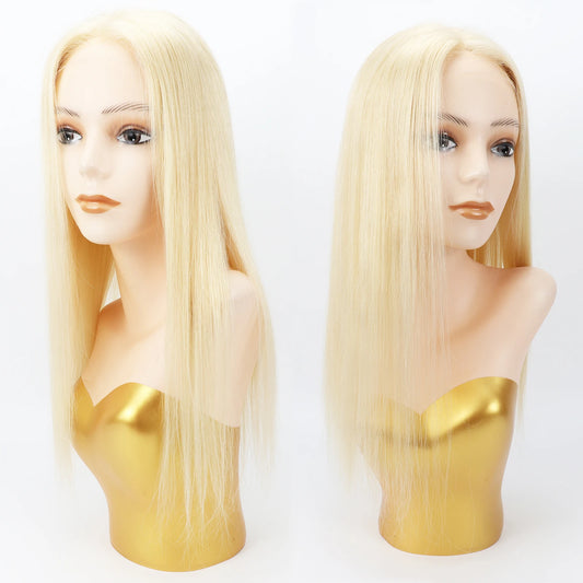 Transparent Lace Closure #613 Blonde Human Hair Topper Straight Hair Light Breathable Hairpieces Add Hair Volume For Woman