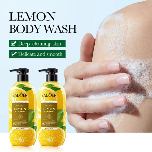 400ml SADOER Lemon Shower Gel Exfoliating Cleansing Fragrance Gentle Body Shower Gel