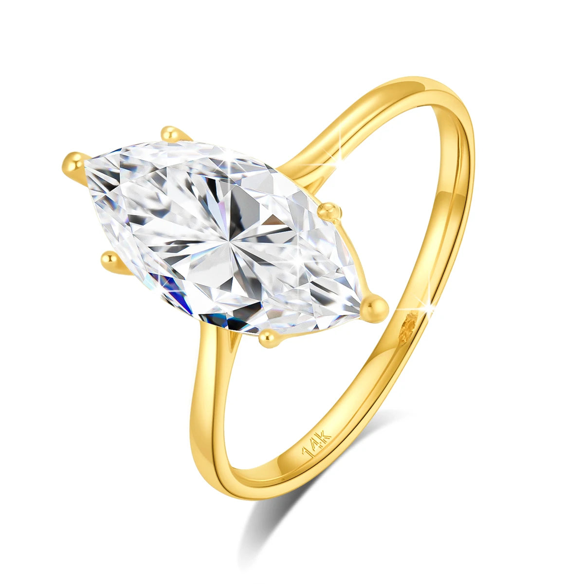 SDOOU 100% Real 14k Gold Engagement Ring Classic 2CT 3CT Marquise Moissanite Diamond Promise Ring Fine Jewelry Gift Ring for her