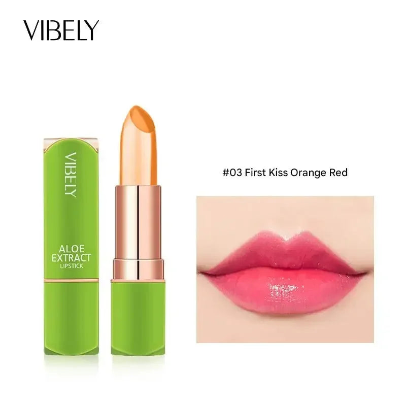 VIBELY Aloe Vera Moisturizing Lip Balm Thermochromic Jelly Lipstick Long Lasting Hydrating Lip Care Tint for Daily Use
