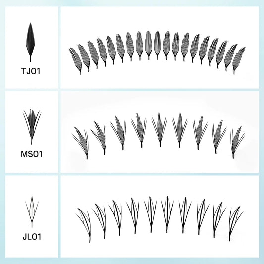 NATUHANA Narrow Spiky Premade Fans Fairy Wings Eyelash Extensions Anime Manga Style Soft Wispy Volume Lashes DIY Salon