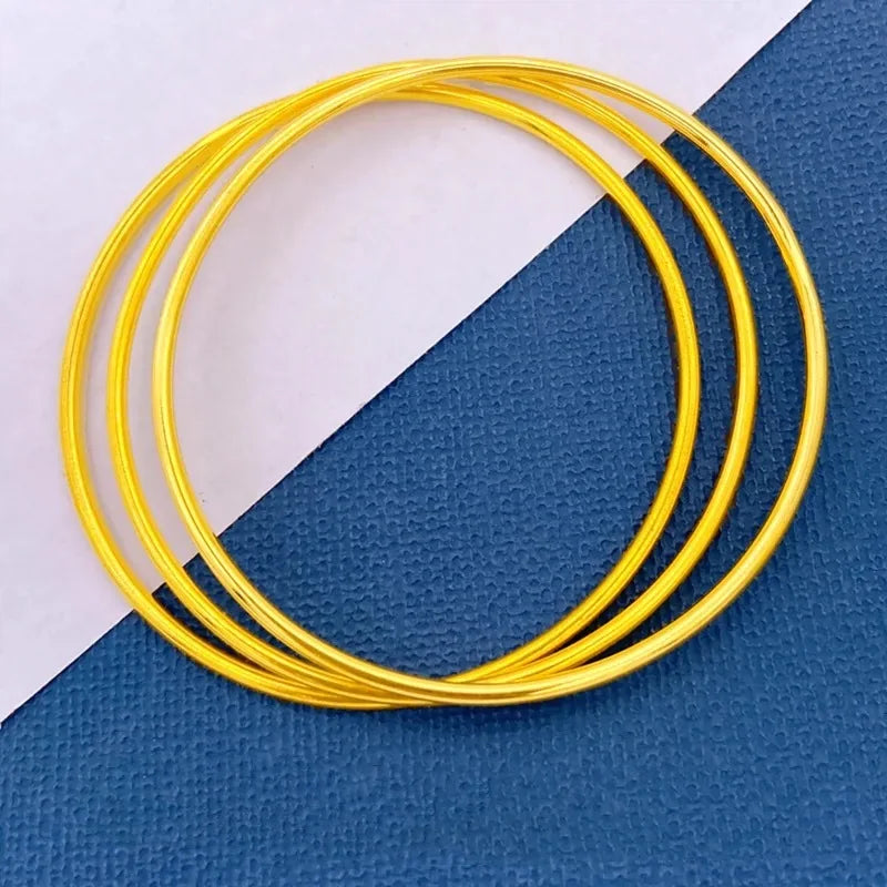 9999 24K Real Gold Bracelet for Women 999 Three Lives Three Generations Smooth Starry Sky with Fine Circles 24K Jewelry