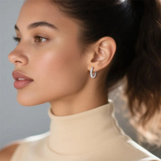 New 925 Sterling Silver Fashion Minimalist Zircon Hoop Earrings For Women Elegant Anniversary Jewelry Gifts