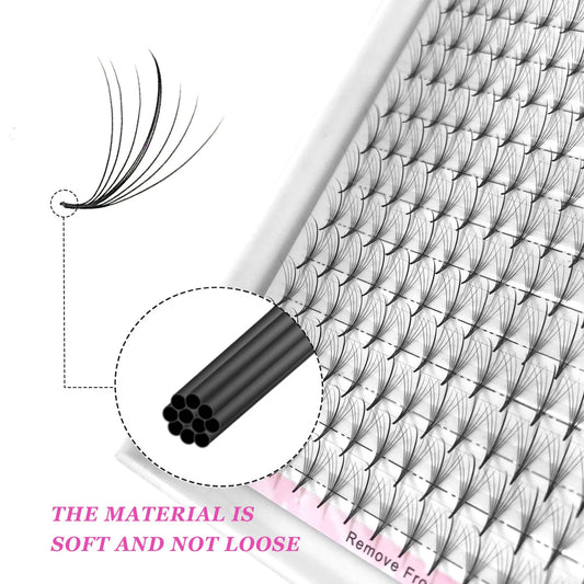 CoMango 7D Wispy Premade Fans Eyelash Extension C/D Curl Pointy Base Premade Hybrid Fan Lashes Faux Mink Wispy Fans Wholesales