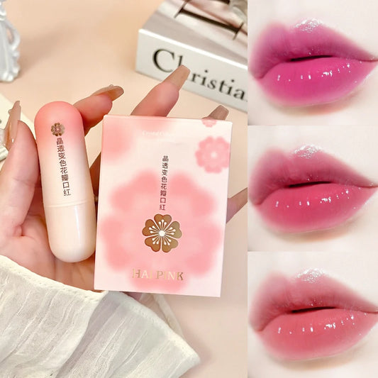 Blue Rose Petal Lip Balm Color-changing Jelly Lipstick Hydrating Non-Sticky Crystal Flower Lip Stain Makeup Skin Care