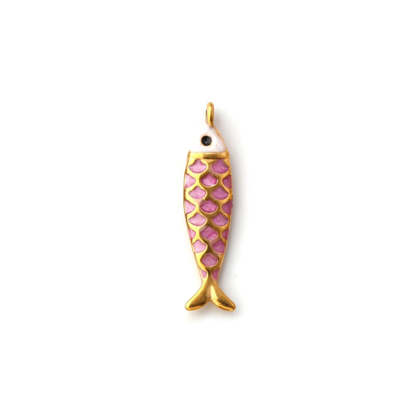 1pc Stainless Steel Charms Gold Color Ocean Fish Animal Pearlized Multicolor Enamel Pendant DIY Women Necklace Jewelry Findings