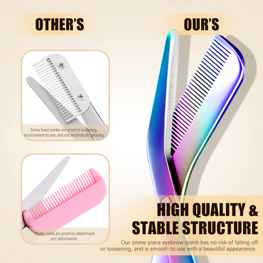 1Pcs Eyebrow Trimming Scissors with Combs Professional Eyebrow Trimmer Stainless Steel Grooming Eyebrow Shaping Scissors Tools