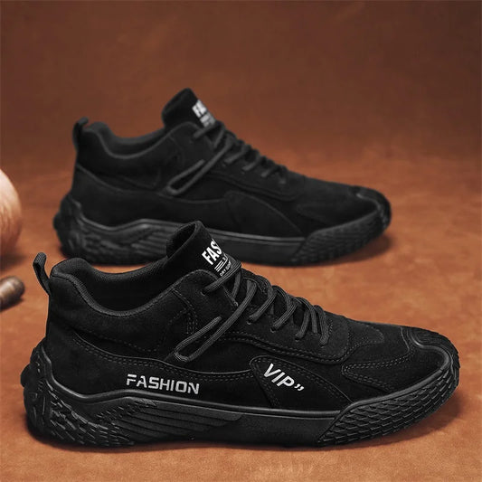 Spring New Men's Shoes, Comfortable Casual Shoes, Lightweight Trendy Versatile Solid Color Trendy Shoes, Men's Sports Thick-Soled Sneakers