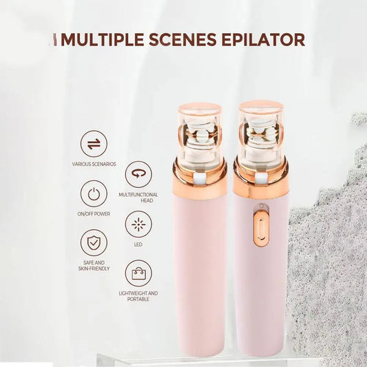 Effective Rechargeable Face Epilator Long-Lasting Waterproof Body Hair Removal with LED Lights Facial Electric Shaver for Woman