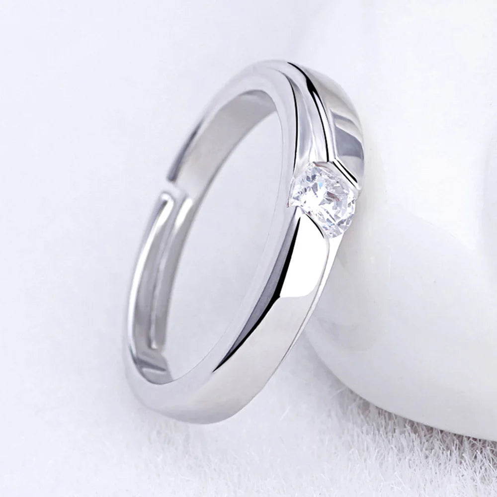 925 Sterling Silver Eternal Heart Zircon Size Adjustable Ring For Women Couple Wedding Engagement Party Fashion Charm Jewelry
