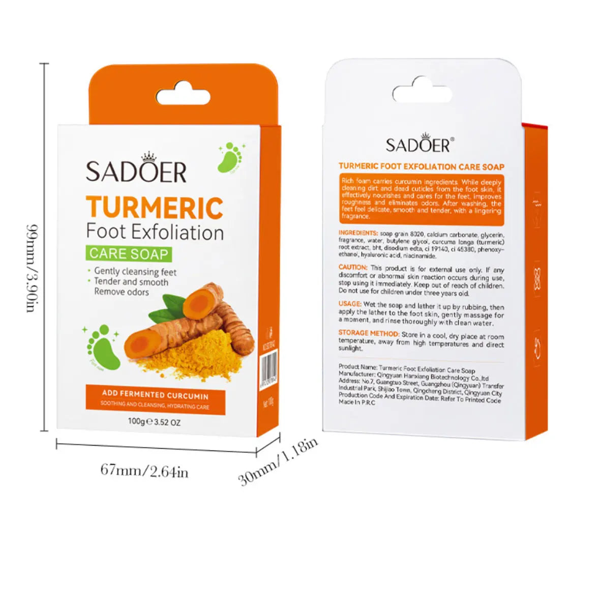 Turmeric Foot Soap, Deep Exfoliating Soap, Cleanses, Brightens, Smoothes, Moisturizes Skin, Gentle And Delicate, Fresh Scent