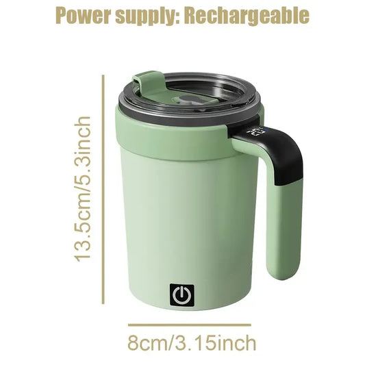 2025 New 380ML Automatic Magnetic Stirring Mug with Straw & Lid Stainless Steel Waterproof USB Electric Mixing Coffee Mug