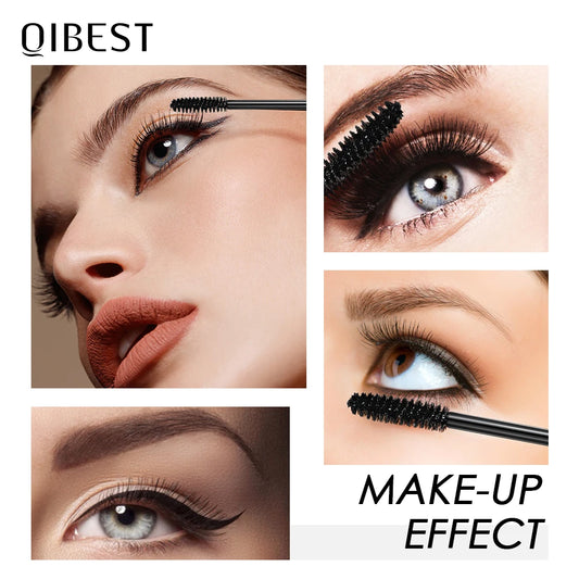 QIBEST 2 Pack Silk Fiber Eyelash Black Mascara Waterproof Lasting Eyelash Extension Thick Lift Lengthening Eyelash Mascara