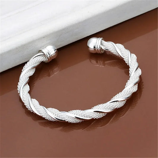 Valentine'S Day Christmas Gift Fashion 925 Sterling Silver Lovely Mesh Hot Bracelet Bangle Jewelry Wholesale Factory Price