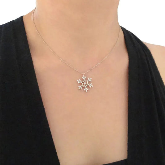 New 925 Sterling Silver Snowflake Necklace Personalized Geometric Pendant Choker Birthday Gift for Women Exquisite Jewelry