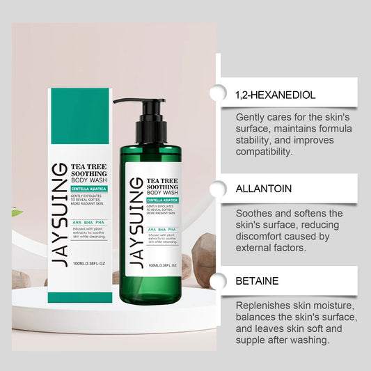 Tea Tree Shower Gel Exfoliating Lasting Aroma Refreshing Control Oil Hydrate Rich Foam Body Wash Soothing Moisturize Bath Lotion