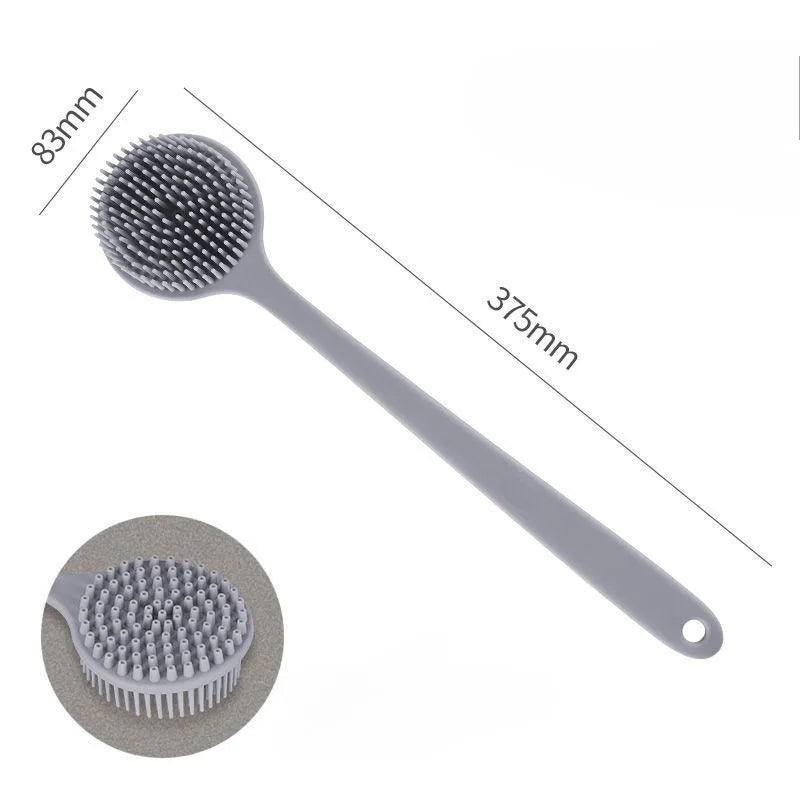 Silicone Back Scrubber Brush for Shower Long Handle Body Deep Cleansing and Exfoliating Massage Double-Sided Soft Bristles