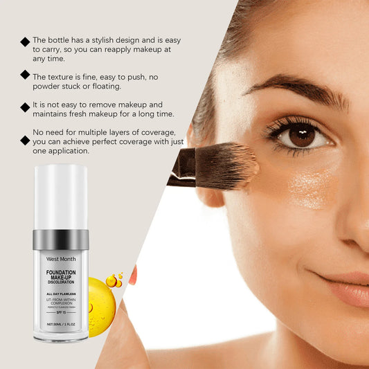 West Month Color Changing Face Foundation Matte Finish Moisturizing High Coverage Makeup Base Long-Lasting Waterproof Foundation