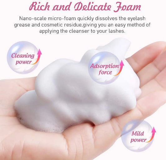50ML Eyelash Extension Cleanser Shampoo Kit Mousse Fast Makeup Glue Removal Foam Set For Women Deeply Cleaning With Brush