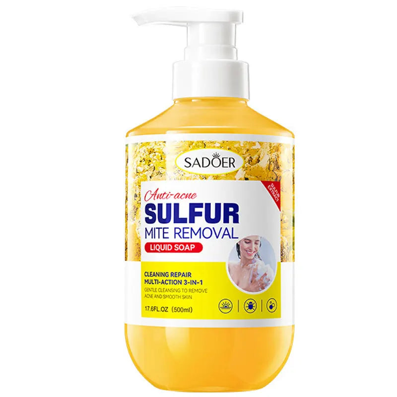 500ml Deep Cleansing Sulfur Mite Removal Body Wash Oil Control Shower Gel Bath and Body Cleansers