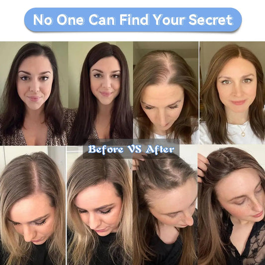 12 Inch Light Brown Ombre Middle Part Lace Front Topper 100% Remy Human Hair Topper Hair Pieces with Clips Extensions for Women