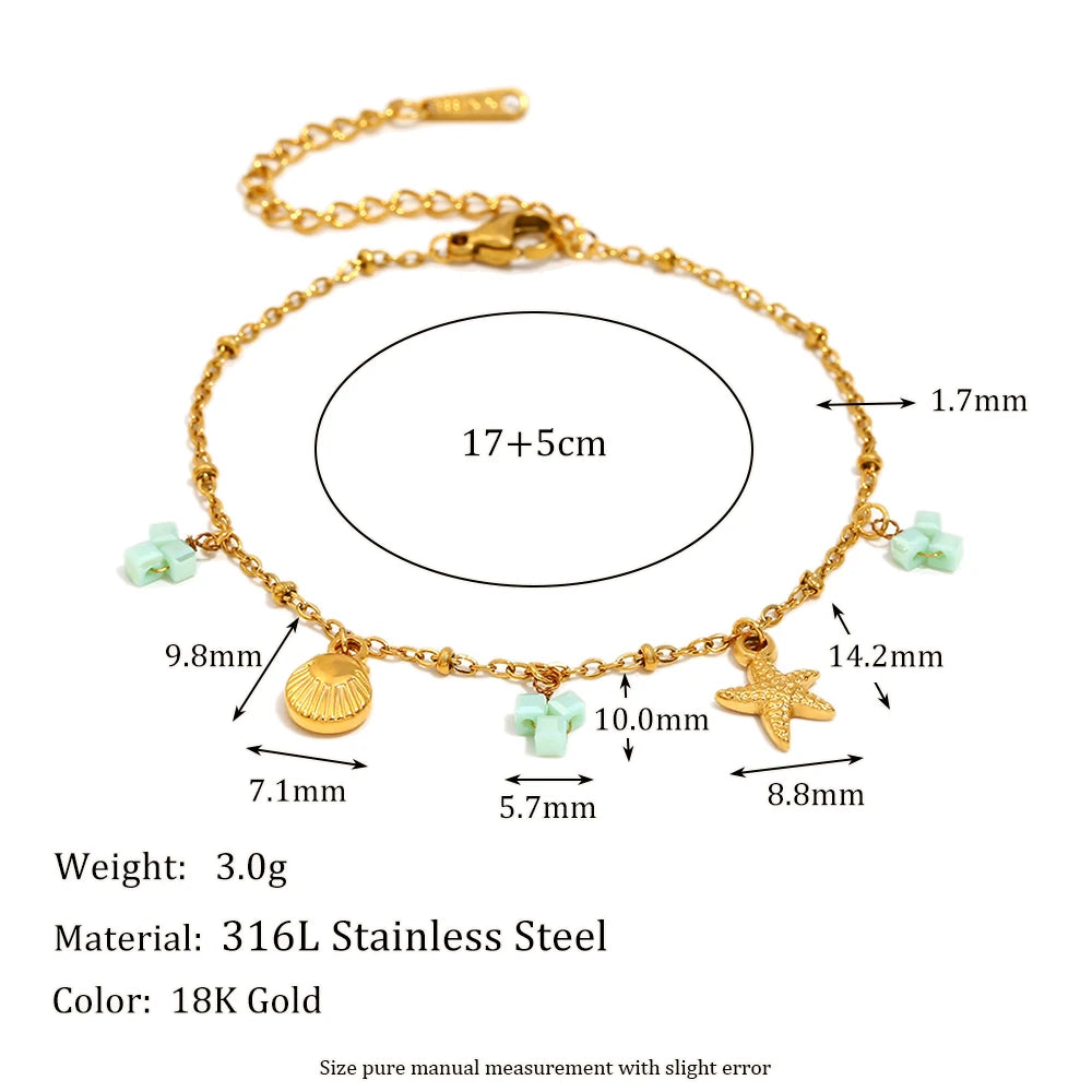 E.B.belle Stainless Steel Exaggerated OT Buckle Round Eye Pendant Bracelet 18K Gold Plated Women Girls Statement Jewelry