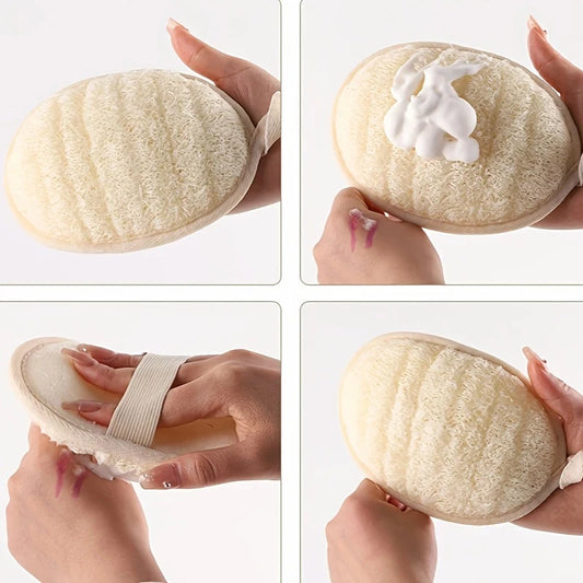 【Natural Loofah Body Scrubber Soft Exfoliating Sponge Shower Brush Cleaner Pad Body Skin Care Tool Bath Exfoliator Shower Puff】