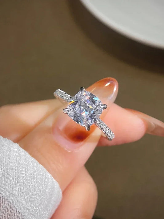 925 Sterling Silver Gorgeous Sparkling 8*8mm Square Zircon Ring For Women Engagement Wedding Luxury High Quality Fine Jewelry