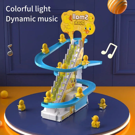 Ducklings Climbing Baby Toys Electric Duck Track Slide Toys Boys Girls Electric Stairs Toy Musical Slide Toys for Children Kids