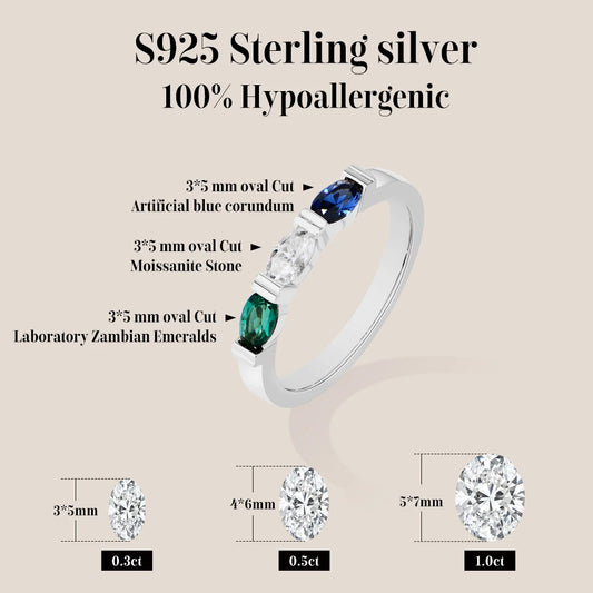 ATTAGEMS Oval Cut Lab Emerald Corundum Moissanite Ring S925 Silver 18k Gold Plated Colorful Rings for Women Anniversary Jewelry
