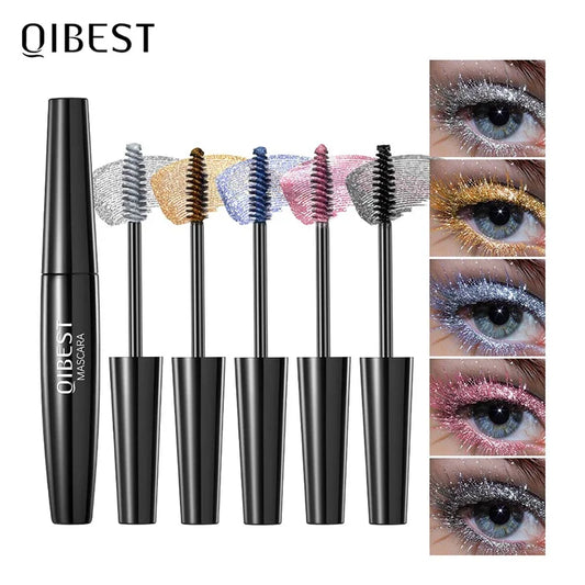 5 Colors Diamond Mascara Shining Galaxy Sequins Waterproof Fast Drying Glitter Eyelashes Curling Thick Mascara Shimmer Makeup