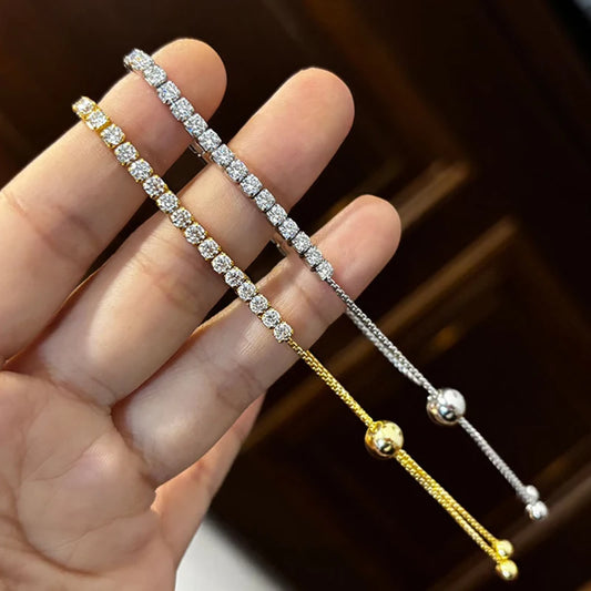 TBCYD 3mm 3.5cttw Moissanite Adjustable Bracelet For Women 925 Sterling Silver Hand Chain Valentine's Day Gift Luxury Jewelry