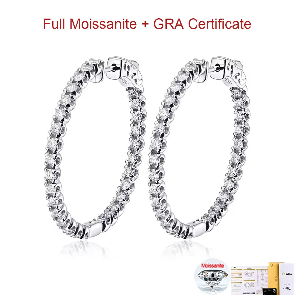 COSYA 1.8mm Full Moissanite Hoop Earrings For Women 100% S925 Silver 18K Gold Lab Diamond Earrings Wedding Fine Jewelry Gift