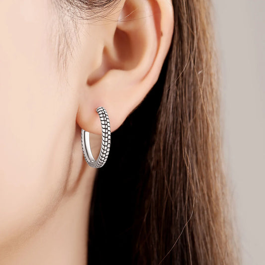 Real 925 Sterling Silver Minimally Designed Earring Jewelry Hoop Earrings For Women Jewelry Fine Birthday Party Gifts