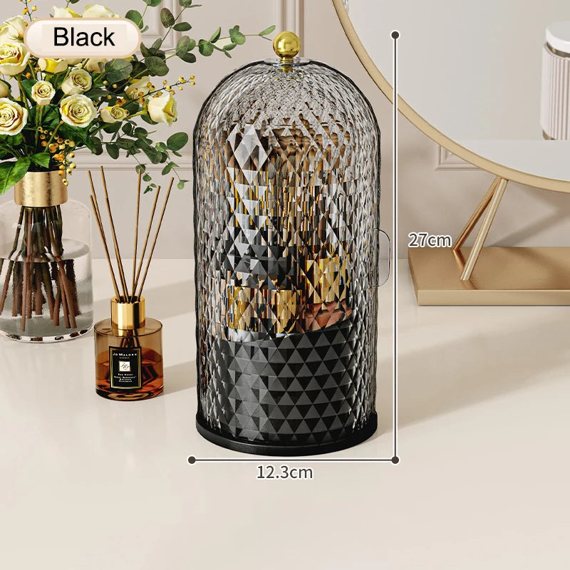 Makeup Brush Storage Rack Rotating Lipstick Eyebrow Pencil Storage Box Dustproof Desktop Compartment Cosmetic Holder