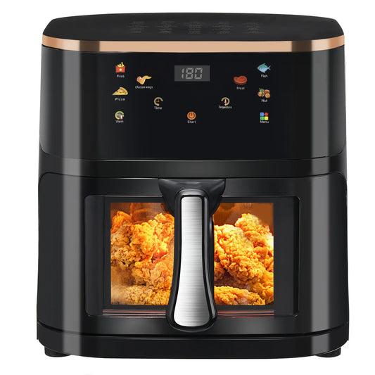 9L Digital Display Air Fryer,Toaster Oven Combo with 6 Cooking Presets, Oil-Free Cooker, Visible Window