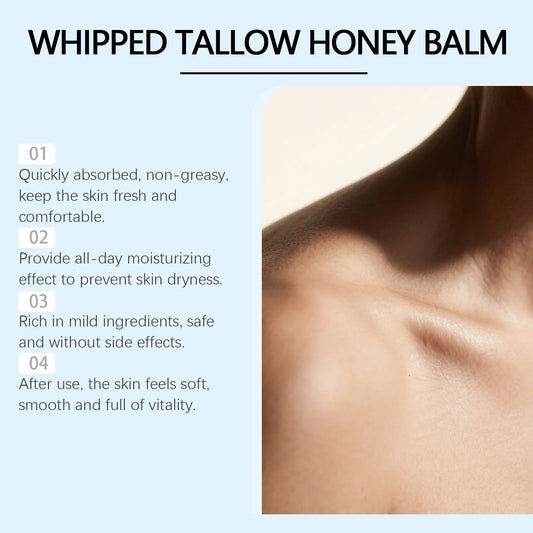 Whipped Tallow Honey Balm Deep Moisturizing for Dry Cracked Skin Non-Greasy Body Butter Brightening Tightening Face Cream Care
