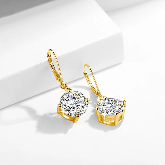 Redwood Brand Total Is 2.4ct 7mm Round Cut Moissanite Drop Earrings With Certificate Wedding Partry Jewelry For Women Trend Gift