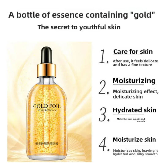 2 Pieces Ginseng Whitening Face Serum 100ml 24K Gold Anti Wrinkle Essence Hydrating Tightening Fade Fine Line Brighten Dull Skin