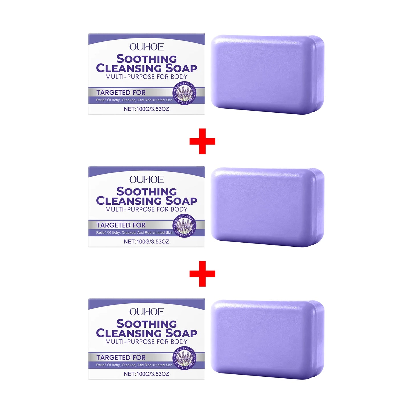 Lavender Cleaning Soap Oil Control and Itching Relief Long-Lasting Daily Soothing Hydration Bath Soap Body Odor Removal Care